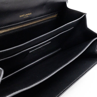 Domino Medium Shoulder Bag Black Smooth Leather