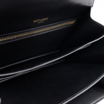 Domino Medium Shoulder Bag Black Smooth Leather