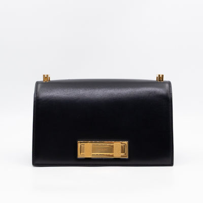 Domino Medium Shoulder Bag Black Smooth Leather