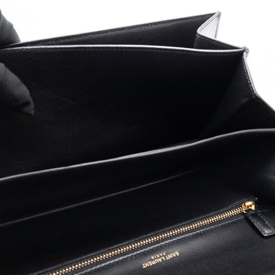 Domino Medium Shoulder Bag Black Smooth Leather