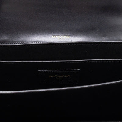 Domino Medium Shoulder Bag Black Smooth Leather