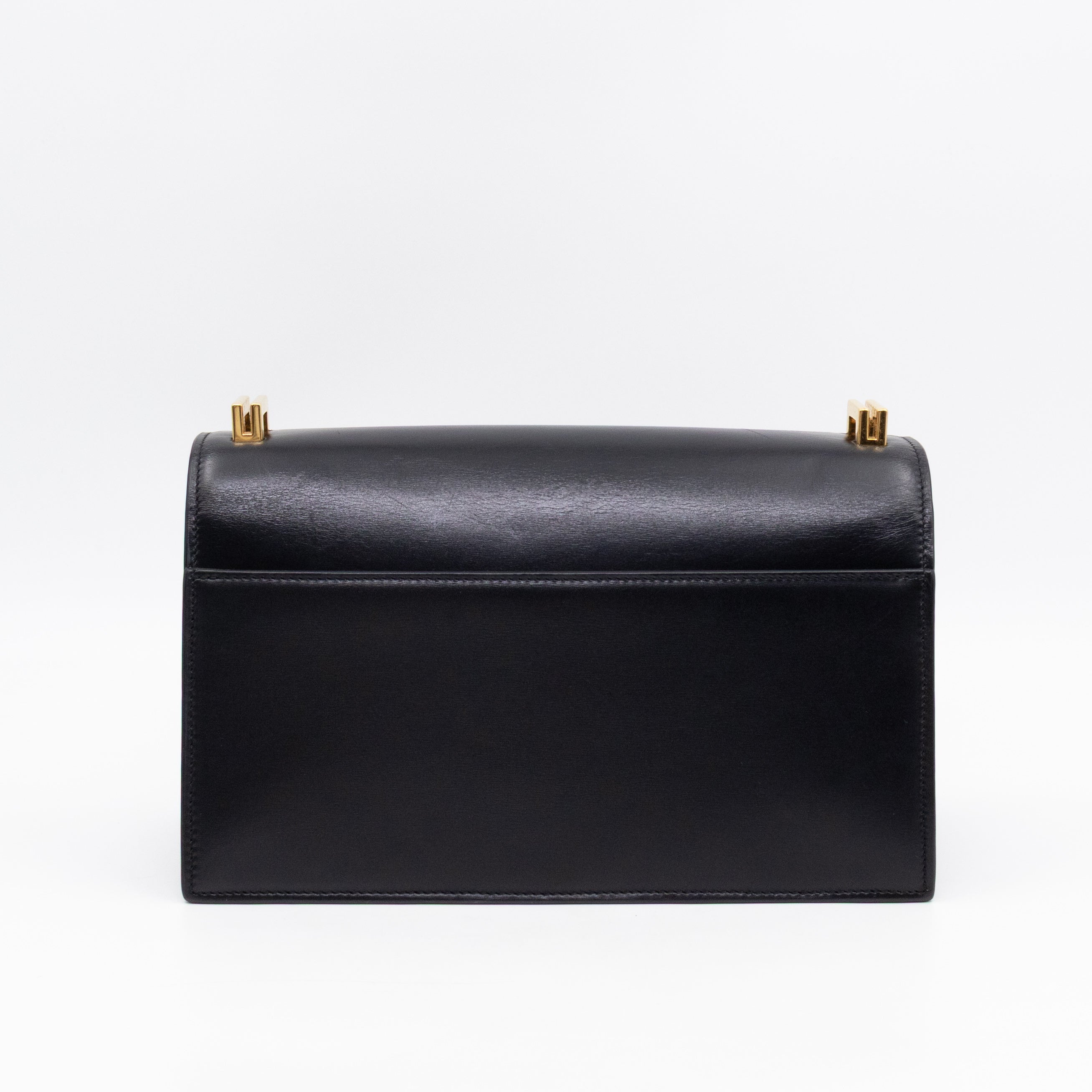 Domino Medium Shoulder Bag Black Smooth Leather