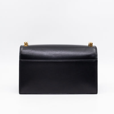 Domino Medium Shoulder Bag Black Smooth Leather