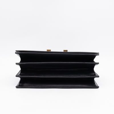 Domino Medium Shoulder Bag Black Smooth Leather
