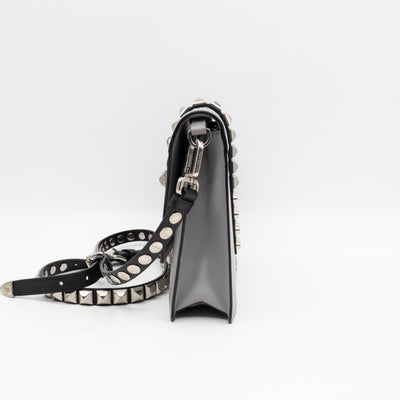 Elektra Studded Small Crossbody Bag Grey Leather