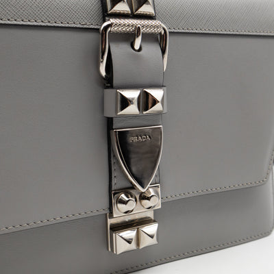 Elektra Studded Small Crossbody Bag Grey Leather