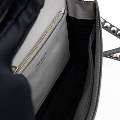 Elektra Studded Small Crossbody Bag Grey Leather