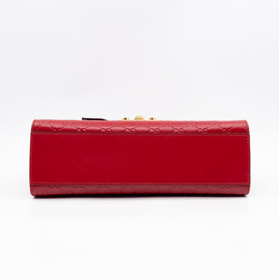 Padlock Flap Bag Medium Hibiscus Red GG Guccissima
