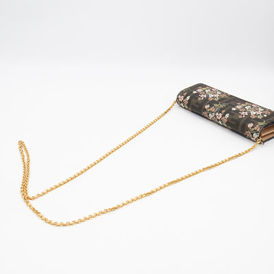 Roma Continental Wallet on Chain Floral FF Brown Canvas