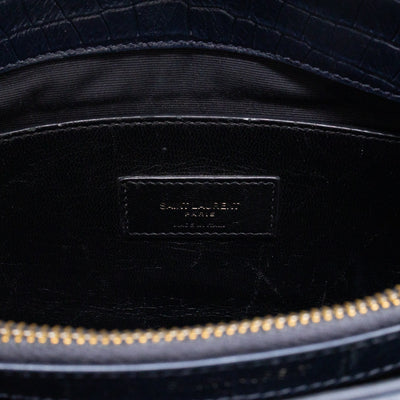 West Hollywood Medium Blue Croc Embossed Leather