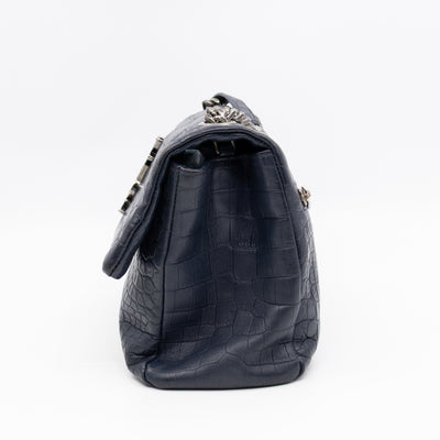 West Hollywood Medium Blue Croc Embossed Leather