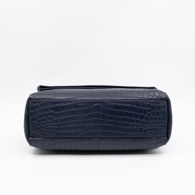 West Hollywood Medium Blue Croc Embossed Leather