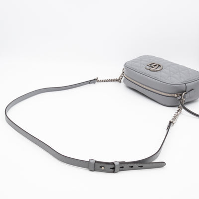 GG Marmont Small Deep Grey Matelasse Aria Leather