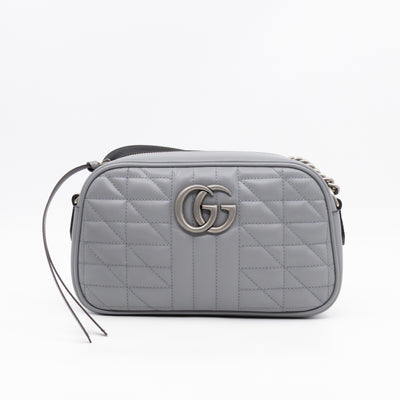 GG Marmont Small Deep Grey Matelasse Aria Leather