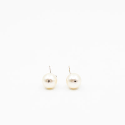 CC Crystal Pearl Drop Silver Earrings