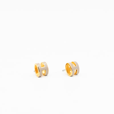 Mini Pop H Earrings Grey & Gold