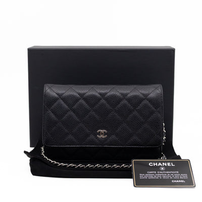 Classic Wallet On Chain Black Caviar Silver