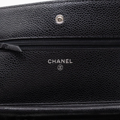 Classic Wallet On Chain Black Caviar Silver