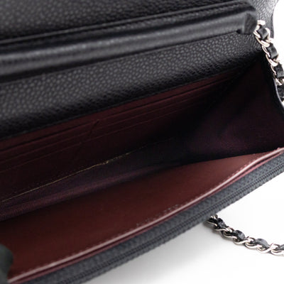 Classic Wallet On Chain Black Caviar Silver