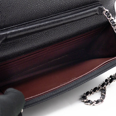 Classic Wallet On Chain Black Caviar Silver