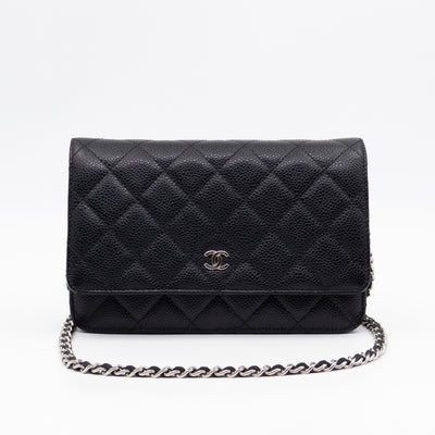 Classic Wallet On Chain Black Caviar Silver