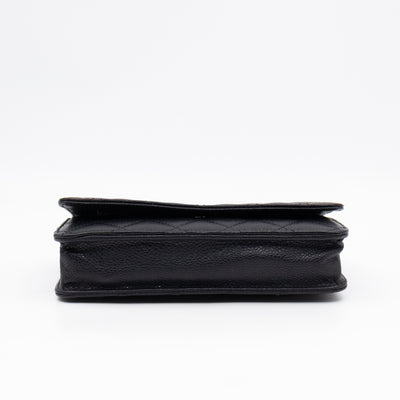 Classic Wallet On Chain Black Caviar Silver