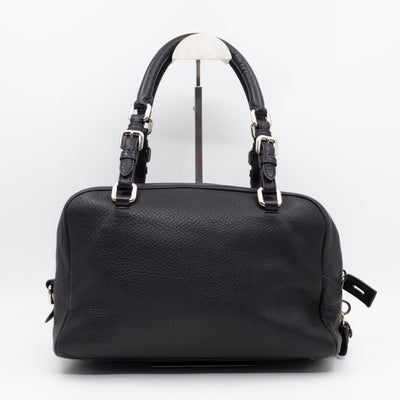 Canapa Bauletto Bag Black Logo Embossed Leather