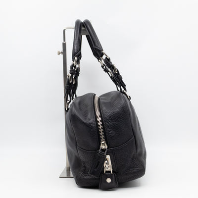 Canapa Bauletto Bag Black Logo Embossed Leather