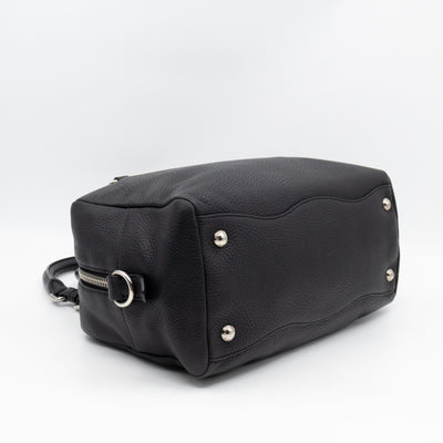 Canapa Bauletto Bag Black Logo Embossed Leather