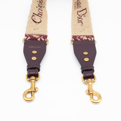 Saddle Bag Dior Red Leather with Embellished Shoulder Strap