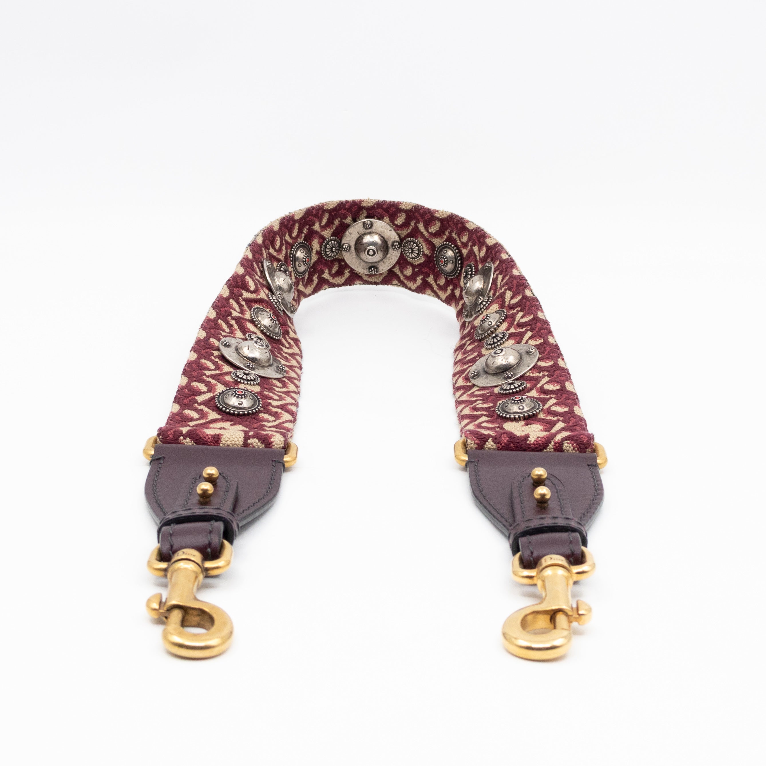 Saddle Bag Dior Red Leather with Embellished Shoulder Strap