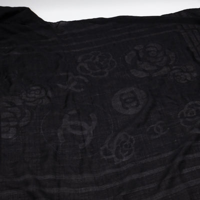 CC Camellia Fringe Cashmere Silk Scarf