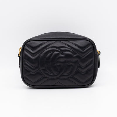 GG Marmont Matelassé Mini Camera Bag Black Leather