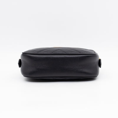 GG Marmont Matelassé Mini Camera Bag Black Leather