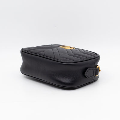 GG Marmont Matelassé Mini Camera Bag Black Leather