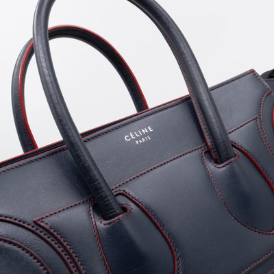 Micro Luggage Navy Blue Leather
