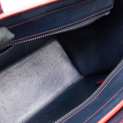 Micro Luggage Navy Blue Leather