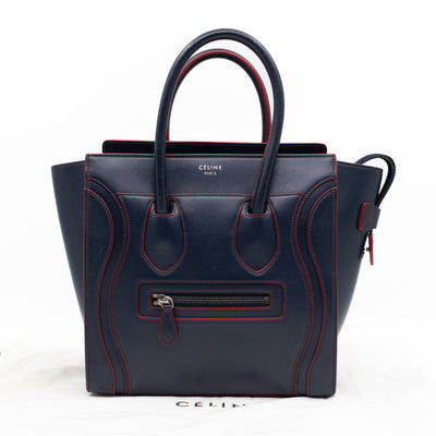 Micro Luggage Navy Blue Leather