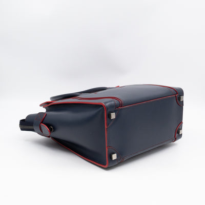 Micro Luggage Navy Blue Leather