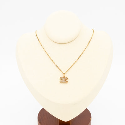 Triomphe Rhinestone Necklace Gold
