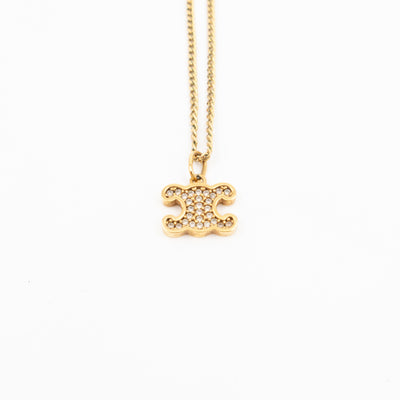 Triomphe Rhinestone Necklace Gold