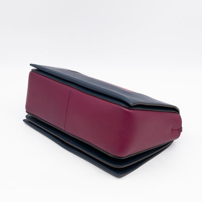 Frame Medium Shoulder Bag Steel Blue & Plum Leather