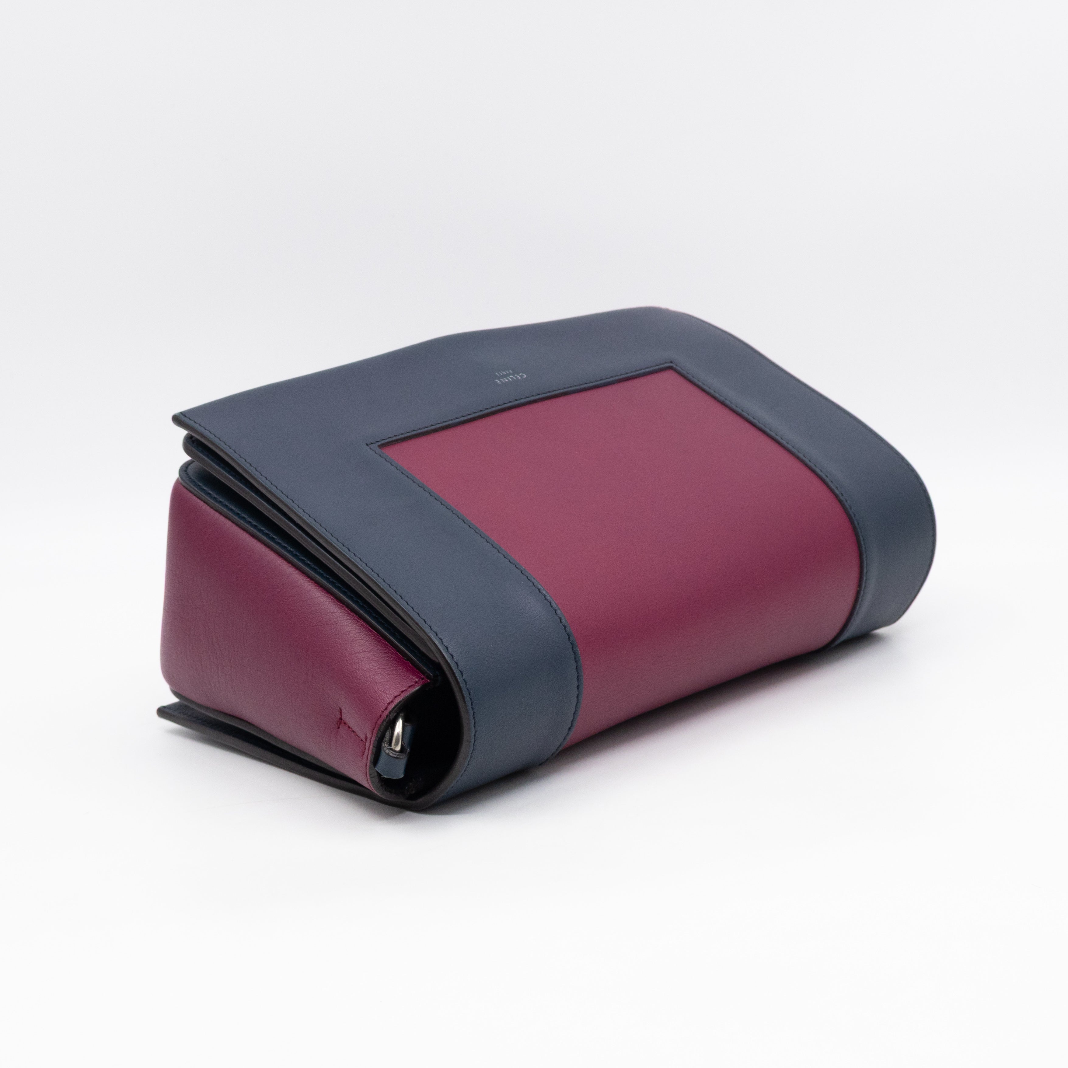Frame Medium Shoulder Bag Steel Blue & Plum Leather