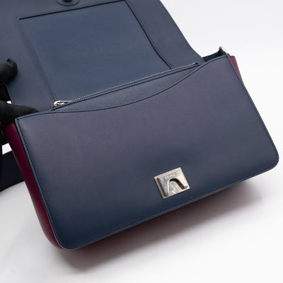 Frame Medium Shoulder Bag Steel Blue & Plum Leather