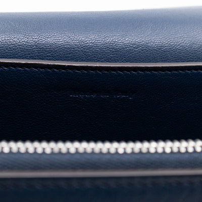 Frame Medium Shoulder Bag Steel Blue & Plum Leather