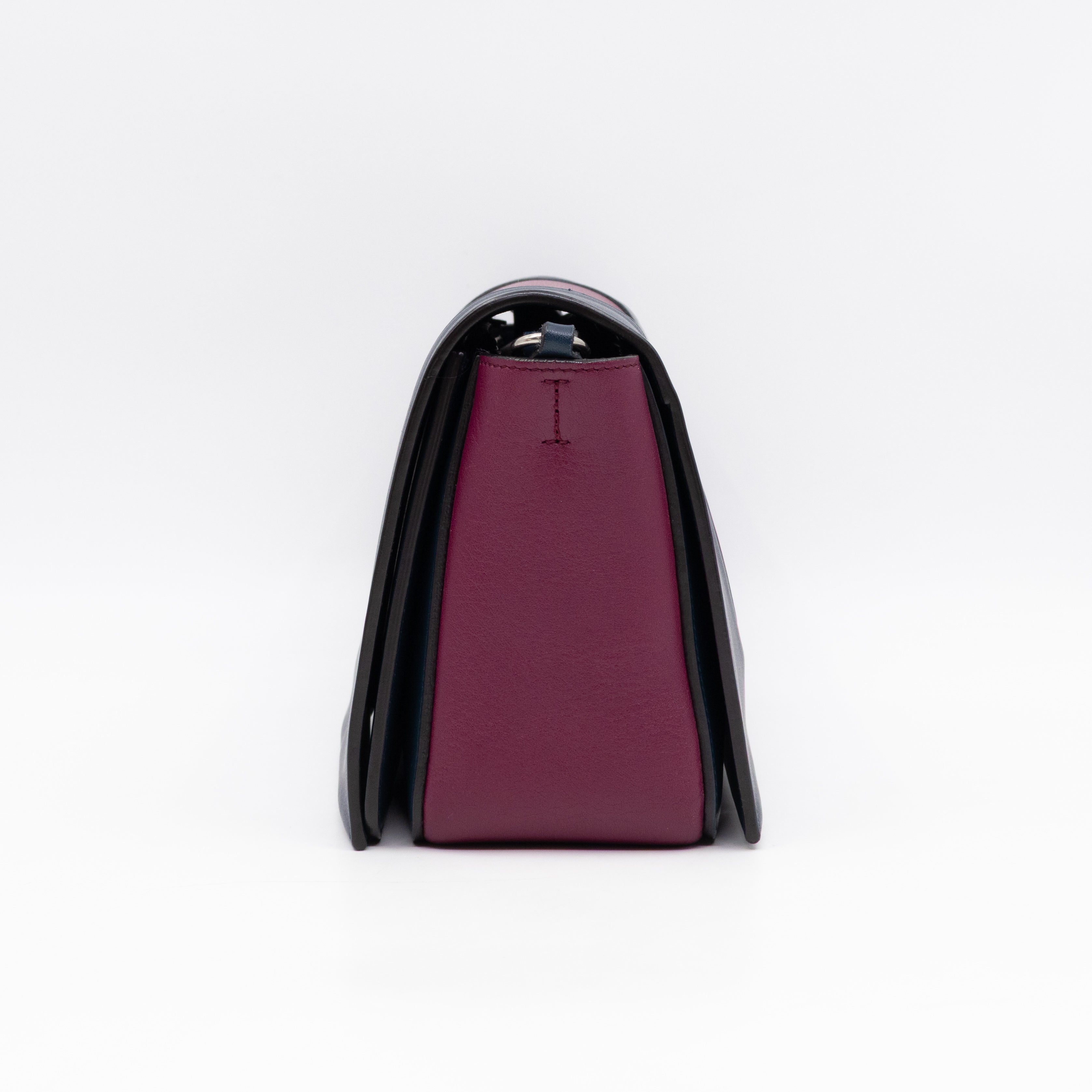 Frame Medium Shoulder Bag Steel Blue & Plum Leather