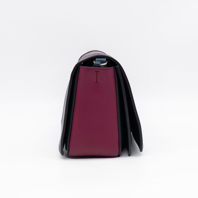 Frame Medium Shoulder Bag Steel Blue & Plum Leather