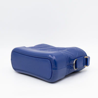 Gabrielle Hobo Small with Logo Handle Dark Blue Leather