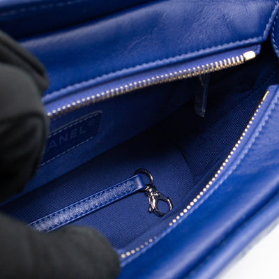 Gabrielle Hobo Small with Logo Handle Dark Blue Leather