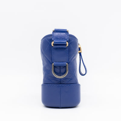Gabrielle Hobo Small with Logo Handle Dark Blue Leather